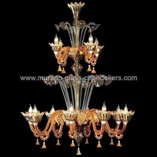 【MURANO GLASS CHANDELIERS】イタリア・ヴェネチアンガラスシャンデリア12灯「LAVINA」（W980×H1300mm）
