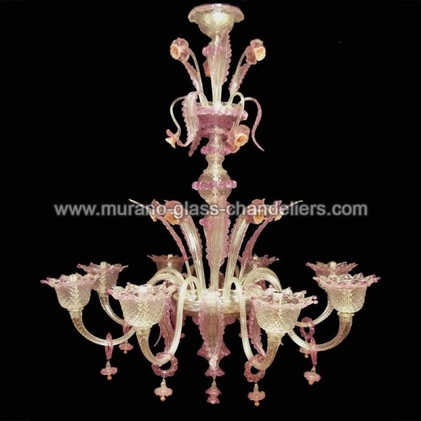 【MURANO GLASS CHANDELIERS】イタリア・ヴェネチアンガラスシャンデリア8灯「LAZURIEL」（W900×H1200mm）