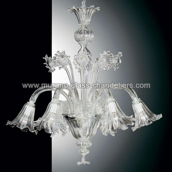 【MURANO GLASS CHANDELIERS】イタリア・ヴェネチアンガラスシャンデリア6灯「LUCREZIA」（W760×H760mm）
