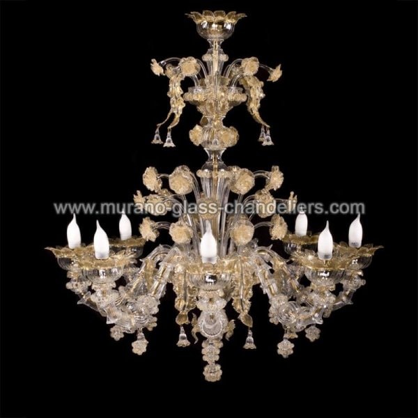【MURANO GLASS CHANDELIERS】イタリア・ヴェネチアンガラスシャンデリア8灯「MARIA」（W900×H1100mm）