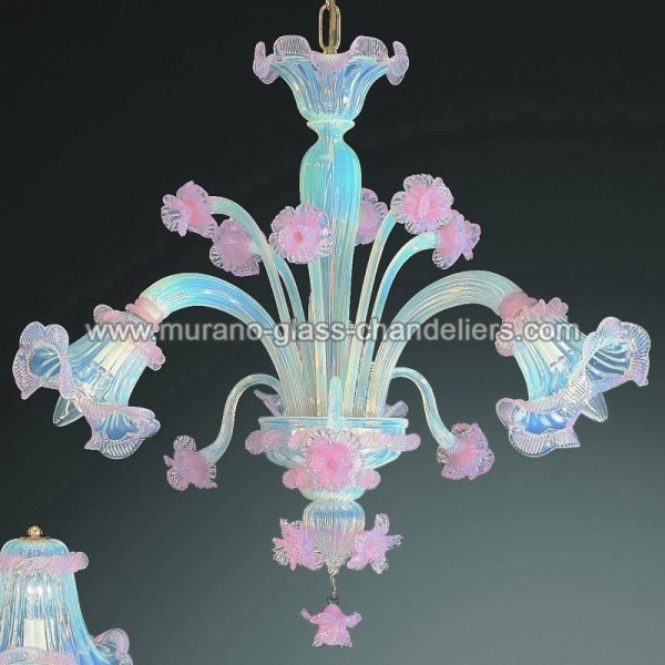 【MURANO GLASS CHANDELIERS】イタリア・ヴェネチアンガラスシャンデリア3灯「MINERVA」（W600×H600mm）