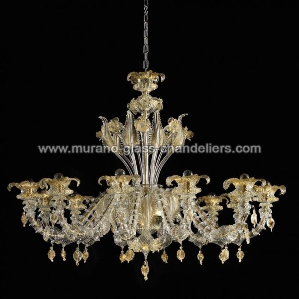 【MURANO GLASS CHANDELIERS】イタリア・ヴェネチアンガラスシャンデリア12灯「PREZIOSO」（W1200×H1000mm）