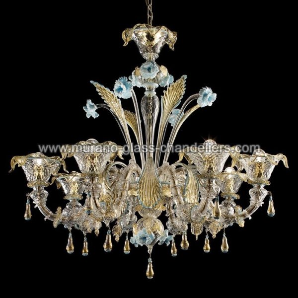 【MURANO GLASS CHANDELIERS】イタリア・ヴェネチアンガラスシャンデリア8灯「PRIMAVERA」（W1000×H900mm）