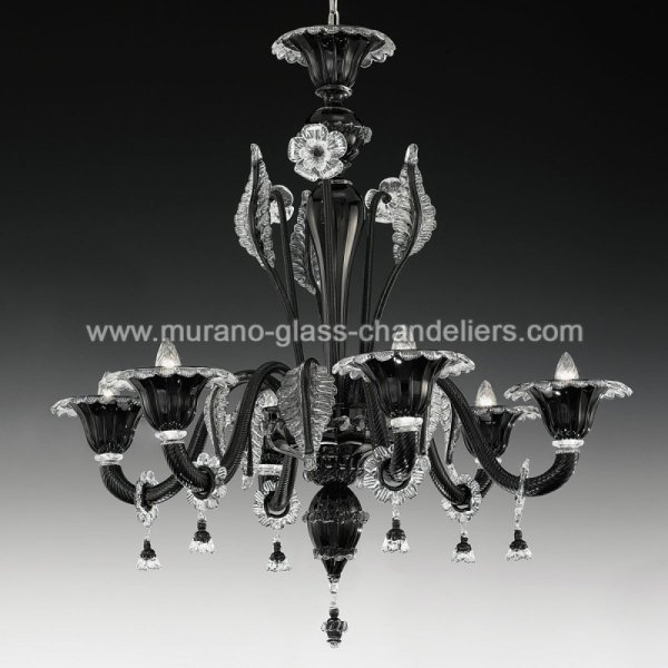 【MURANO GLASS CHANDELIERS】イタリア・ヴェネチアンガラスシャンデリア6灯「SANTA LUCIA」（W750×H750mm）