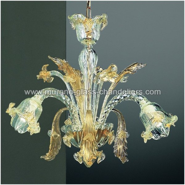 【MURANO GLASS CHANDELIERS】イタリア・ヴェネチアンガラスシャンデリア3灯「VIVALDI」（W600×H600mm）
