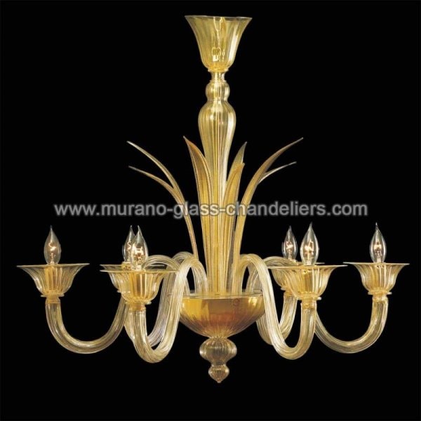 【MURANO GLASS CHANDELIERS】イタリア・ヴェネチアンガラスシャンデリア6灯「ALADINO」（W800×H800mm）