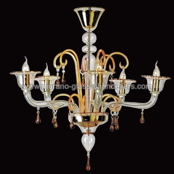 【MURANO GLASS CHANDELIERS】イタリア・ヴェネチアンガラスシャンデリア5灯「ALCESTI」（W800×H750mm）