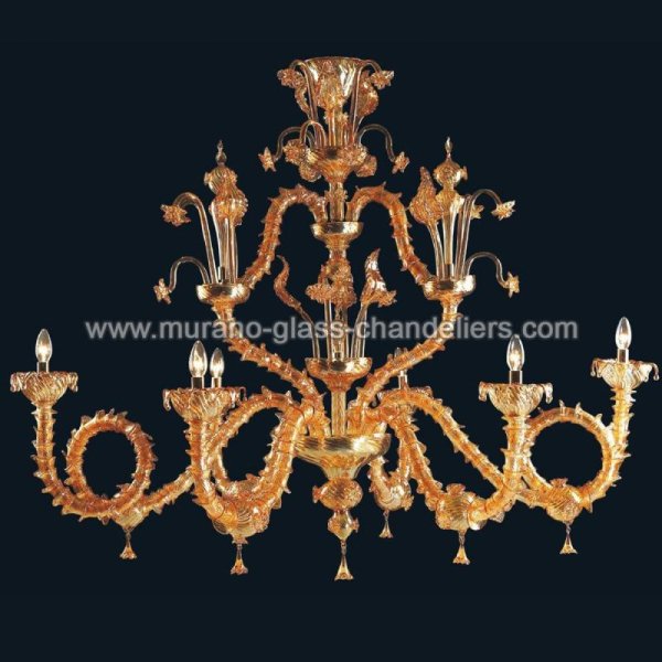 【MURANO GLASS CHANDELIERS】イタリア・ヴェネチアンガラスシャンデリア6灯「ALEC」（W1400×H1150mm）