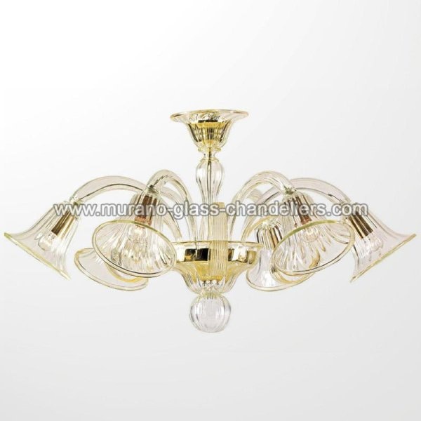 【MURANO GLASS CHANDELIERS】イタリア・ヴェネチアンガラスシャンデリア6灯「ALENE」（W900×H500mm）