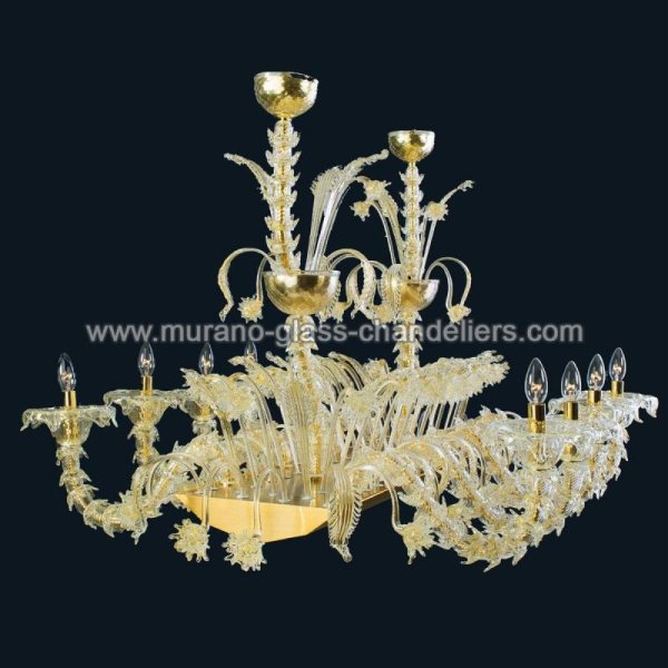 【MURANO GLASS CHANDELIERS】イタリア・ヴェネチアンガラスシャンデリア8灯「ALVIN」（W1300×H800mm）