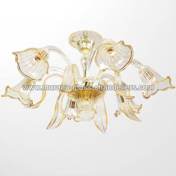 【MURANO GLASS CHANDELIERS】イタリア・ヴェネチアンガラスシャンデリア6灯「ANNIKA」（W900×H500mm）