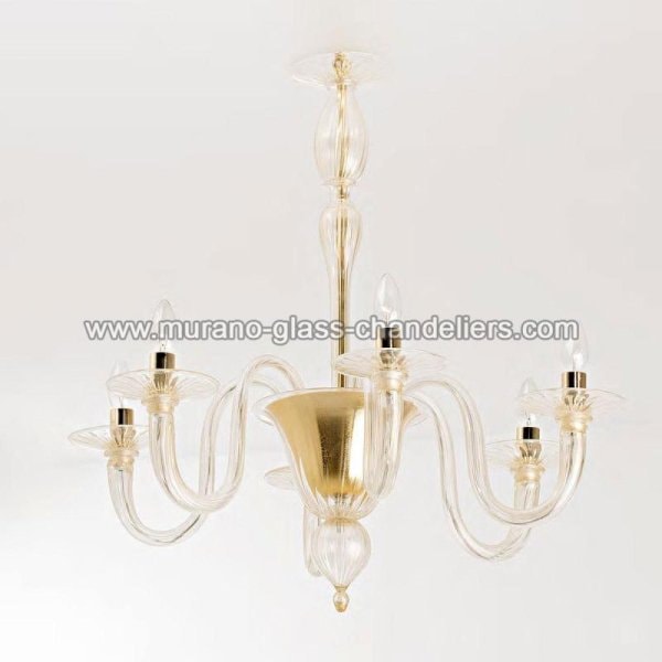 【MURANO GLASS CHANDELIERS】イタリア・ヴェネチアンガラスシャンデリア6灯「BRIGITTA」（W750×H800mm）