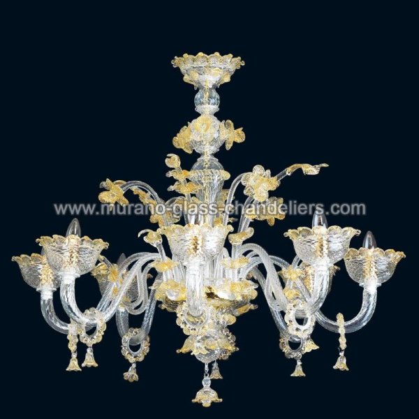 【MURANO GLASS CHANDELIERS】イタリア・ヴェネチアンガラスシャンデリア8灯「DIVINA」（W900×H850mm）