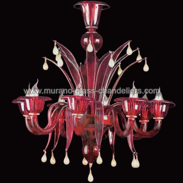 【MURANO GLASS CHANDELIERS】イタリア・ヴェネチアンガラスシャンデリア8灯「DRACO」（W760×H830mm）