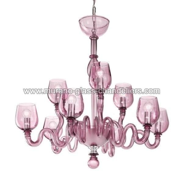 【MURANO GLASS CHANDELIERS】イタリア・ヴェネチアンガラスシャンデリア9灯「GUENDALINA」（W800×H800mm）