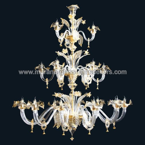 【MURANO GLASS CHANDELIERS】イタリア・ヴェネチアンガラスシャンデリア21灯「HARVIE」（W1250×H1600mm）