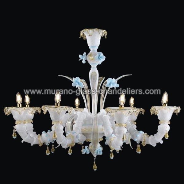 【MURANO GLASS CHANDELIERS】イタリア・ヴェネチアンガラスシャンデリア8灯「LEJA」（W1000×H900mm）
