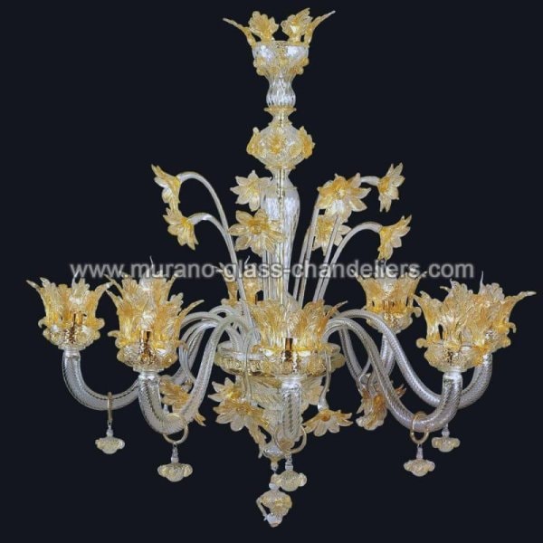 【MURANO GLASS CHANDELIERS】イタリア・ヴェネチアンガラスシャンデリア8灯「MADELINE」（W950×H800mm）