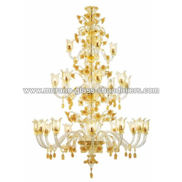 【MURANO GLASS CHANDELIERS】イタリア・ヴェネチアンガラスシャンデリア24灯「STEVIE」（W1400×H2000mm）