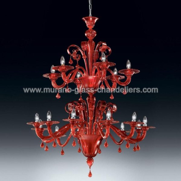 【MURANO GLASS CHANDELIERS】イタリア・ヴェネチアンガラスシャンデリア18灯「STIGE」（W1400×H1250mm）