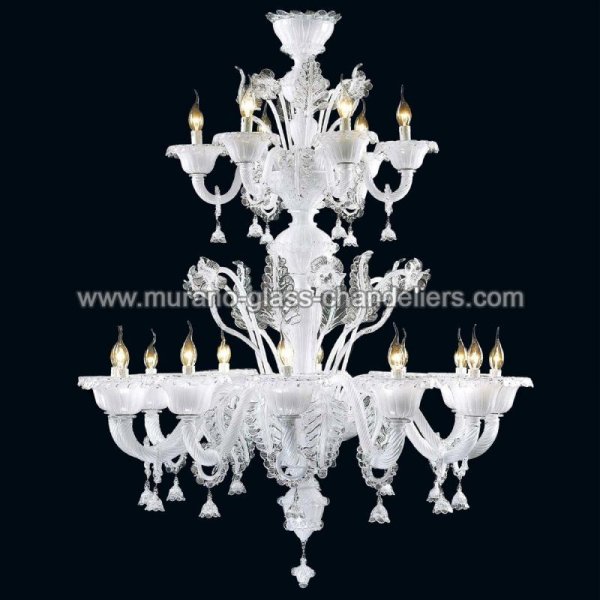 【MURANO GLASS CHANDELIERS】イタリア・ヴェネチアンガラスシャンデリア18灯「ZENIA」（W1400×H1300mm）