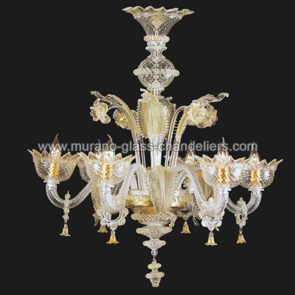 【MURANO GLASS CHANDELIERS】イタリア・ヴェネチアンガラスシャンデリア8灯「ZORAIDA」（W900×H850mm）