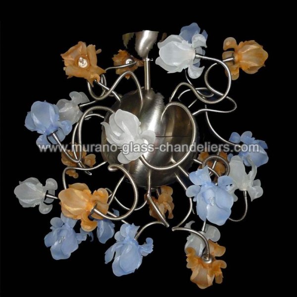 【MURANO GLASS CHANDELIERS】イタリア・ヴェネチアンガラスシャンデリア16灯「FIORI DI SETA」（W800×H800mm）