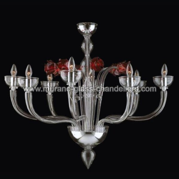【MURANO GLASS CHANDELIERS】イタリア・ヴェネチアンガラスシャンデリア8灯「INGRID」（W850×H850mm）
