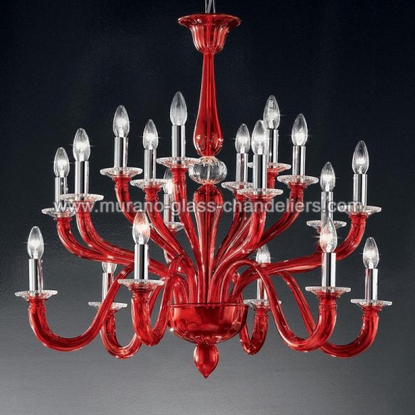 【MURANO GLASS CHANDELIERS】イタリア・ヴェネチアンガラスシャンデリア18灯「LEONTE」（W860×H780mm）