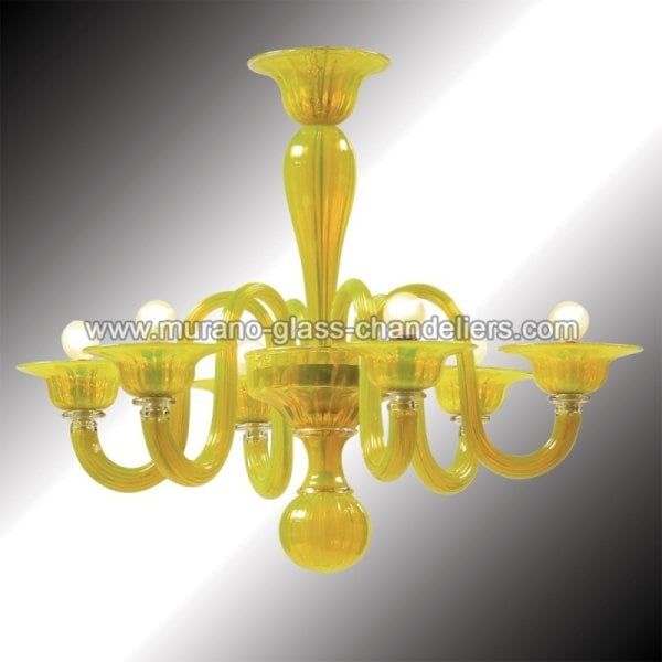 【MURANO GLASS CHANDELIERS】イタリア・ヴェネチアンガラスシャンデリア6灯「LIMONE」（W620×H620mm）