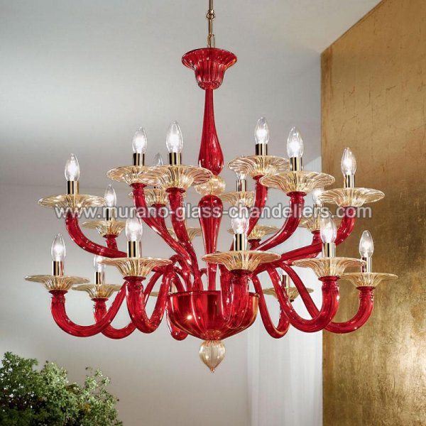 【MURANO GLASS CHANDELIERS】イタリア・ヴェネチアンガラスシャンデリア20灯「MACBETH」（W940×H780mm）