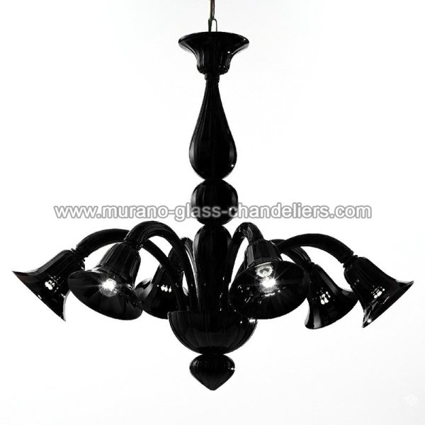 【MURANO GLASS CHANDELIERS】イタリア・ヴェネチアンガラスシャンデリア6灯「SERENISSIMA」（W820×H710mm）