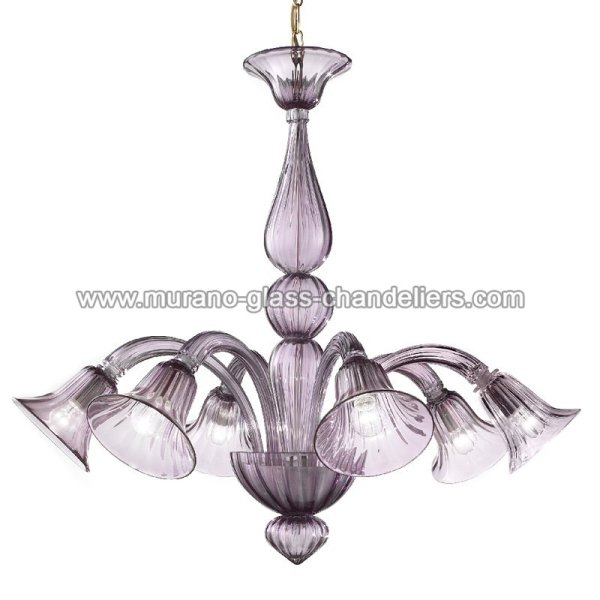 【MURANO GLASS CHANDELIERS】イタリア・ヴェネチアンガラスシャンデリア6灯「SERENISSIMA」（W820×H710mm）