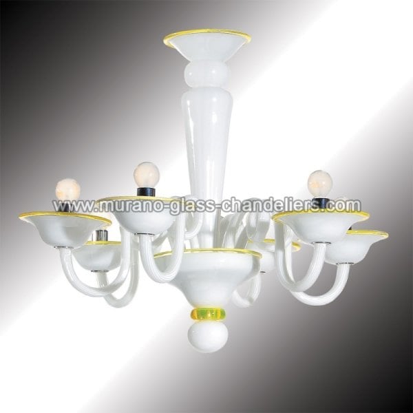 【MURANO GLASS CHANDELIERS】イタリア・ヴェネチアンガラスシャンデリア6灯「SORBETTO」（W700×H580mm）