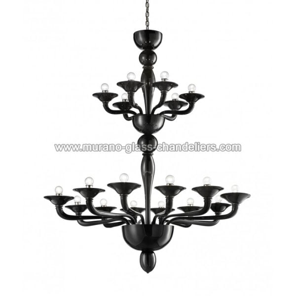 【MURANO GLASS CHANDELIERS】イタリア・ヴェネチアンガラスシャンデリア18灯「SQUERO」（W1050×H1300mm）