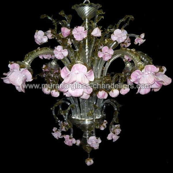 【MURANO GLASS CHANDELIERS】イタリア・ヴェネチアンガラスシャンデリア8灯「BOCCIOLI」（W850×H1100mm）