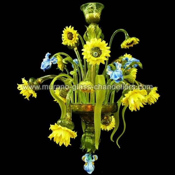 【MURANO GLASS CHANDELIERS】イタリア・ヴェネチアンガラスシャンデリア9灯「BOUQUET」（W700×H900mm）