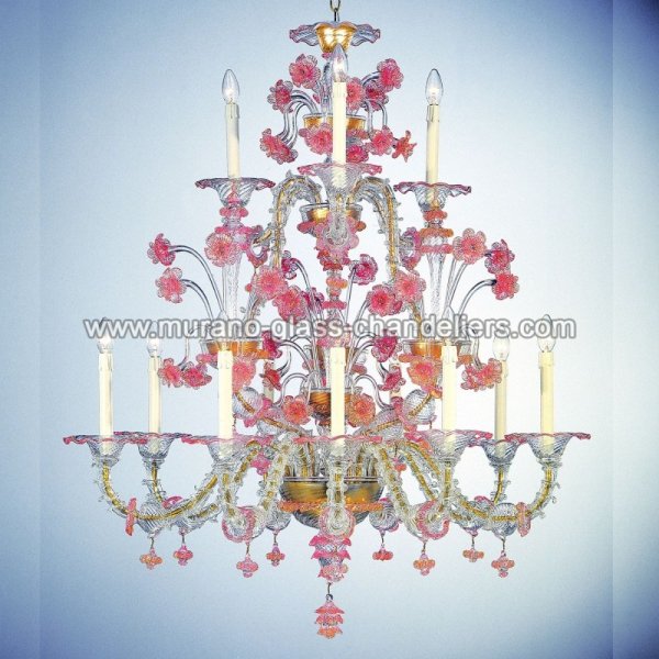 【MURANO GLASS CHANDELIERS】イタリア・ヴェネチアンガラスシャンデリア12灯「CLORIS」（W1200×H1500mm）