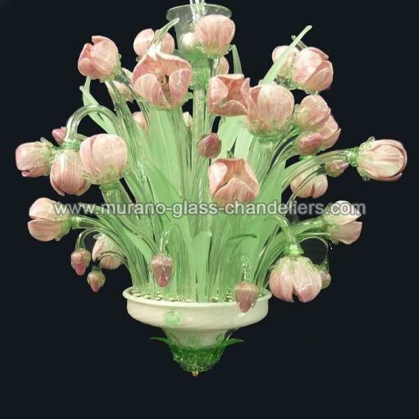 【MURANO GLASS CHANDELIERS】イタリア・ヴェネチアンガラスシャンデリア16灯「TULIPANI」（W750×H800mm）