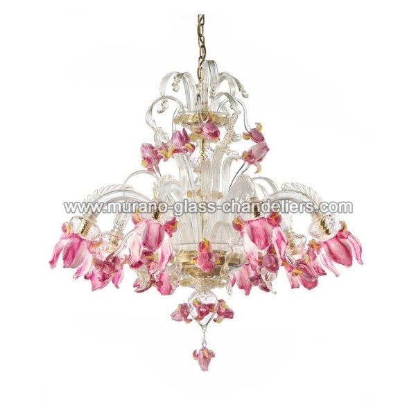 【MURANO GLASS CHANDELIERS】イタリア・ヴェネチアンガラスシャンデリア8灯「DELIZIA」（W1000×H950mm）