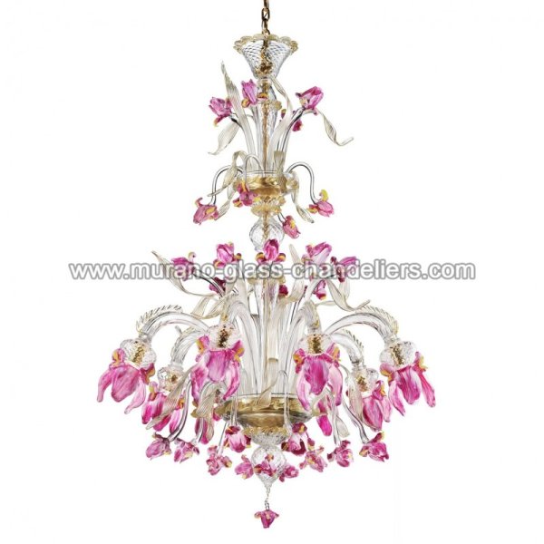 【MURANO GLASS CHANDELIERS】イタリア・ヴェネチアンガラスシャンデリア8灯「DELIZIA」（W1000×H1300mm）