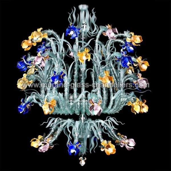 【MURANO GLASS CHANDELIERS】イタリア・ヴェネチアンガラスシャンデリア45灯「GEMMA」（W1800×H2000mm）