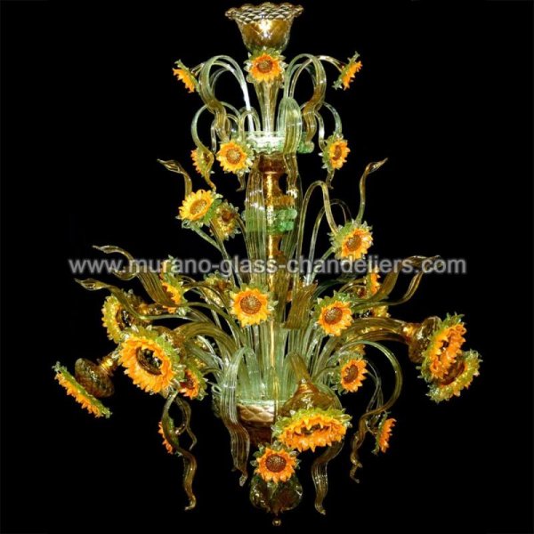 【MURANO GLASS CHANDELIERS】イタリア・ヴェネチアンガラスシャンデリア8灯「GIRASOLI DI VAN GOGH」（W900×H1200mm）