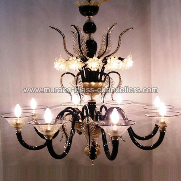 【MURANO GLASS CHANDELIERS】イタリア・ヴェネチアンガラスシャンデリア8灯「PIRAMIDE」（W900×H900mm）