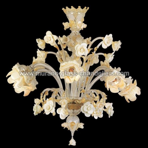 【MURANO GLASS CHANDELIERS】イタリア・ヴェネチアンガラスシャンデリア6灯「TALLULAH」（W900×H850mm）