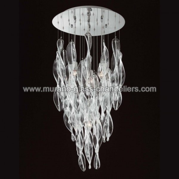 【MURANO GLASS CHANDELIERS】イタリア・ヴェネチアンガラスシャンデリア4灯「ELICA」（W500×H1100mm）