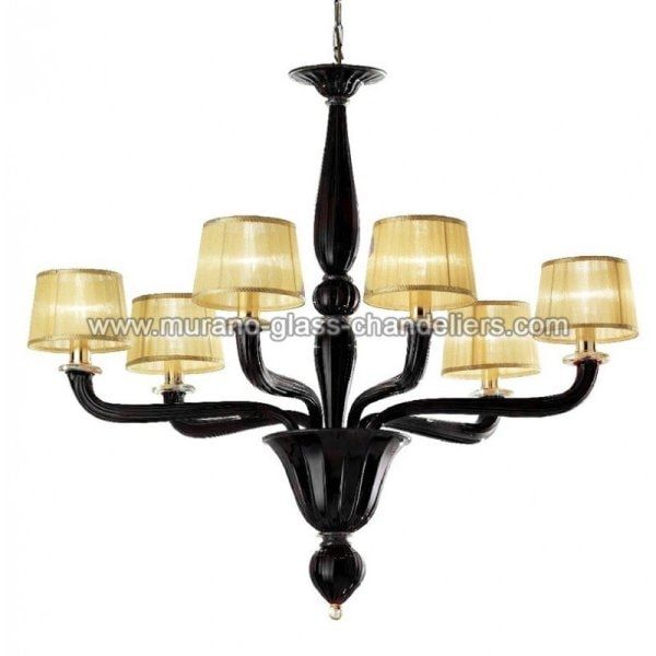 【MURANO GLASS CHANDELIERS】イタリア・ヴェネチアンガラスシャンデリア6灯「MERIDIANA」（W920×H820mm）