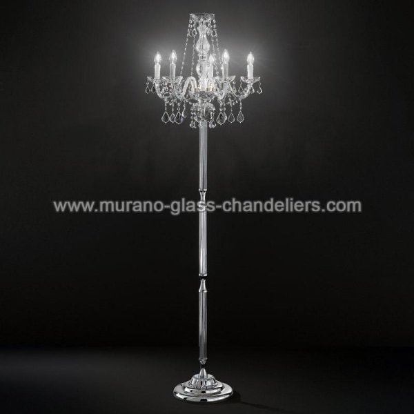 【MURANO GLASS CHANDELIERS】イタリア・ヴェネチアンガラスフロアライト5灯「BOTTICELLI」（W650×H1890mm）