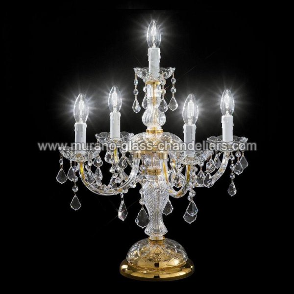 【MURANO GLASS CHANDELIERS】イタリア・ヴェネチアンガラステーブルライト5灯「BOTTICELLI」（W500×H620mm）