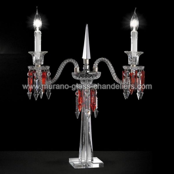 【MURANO GLASS CHANDELIERS】イタリア・ヴェネチアンガラステーブルライト2灯「CIMA」（W480×H630mm）
